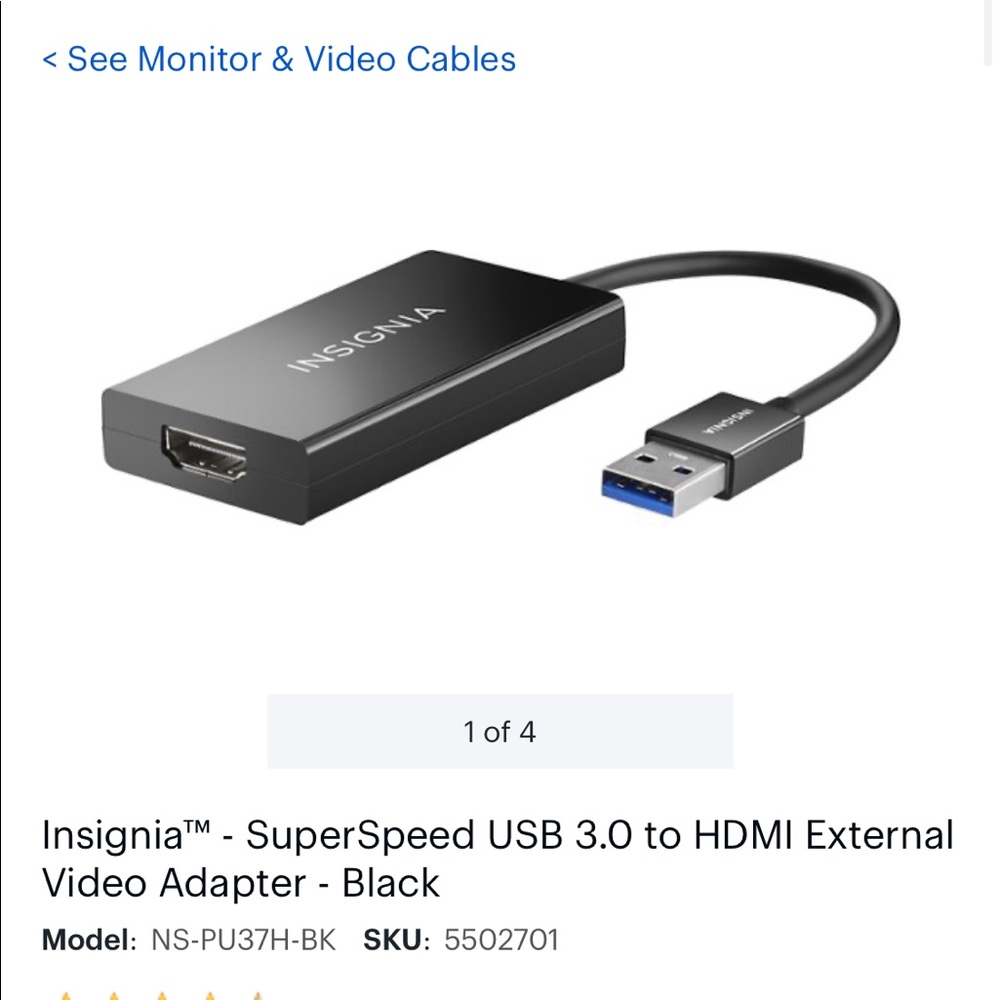 Insignia USB 3 to HDMI converter